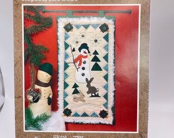 New FROSTY SNOWMAN Wall Door Hanging Burlap Berry Stocking Primitive Country 