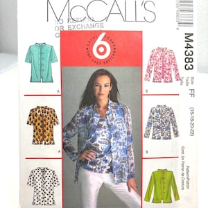 McCall's M4383 Sewing Pattern: Misses' Loose Fit Tops (Sizes 16-22)