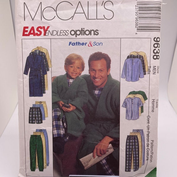 McCall's 9638 Uncut FF Men's Robe, Top, Pull on Pants and Pull on Shorts