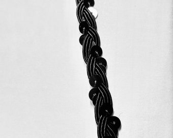 3/8" Gimp Braid with Sequin Trim Black (Sold by the Yard)