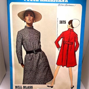 Vogue 1875 Sewing Pattern: Bill Blass A-Line Dress, Size 14