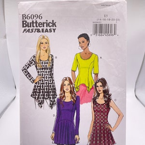 Butterick B6096 Uncut FF Misses Sizes 14 - 22 Misses Tunics with Hemline Variations