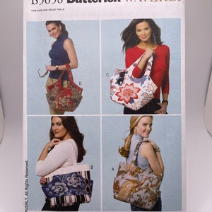 Butterick B5658 Uncut FF Lined Totes with Inside Pockets and Snap Closure See Description for Sizes