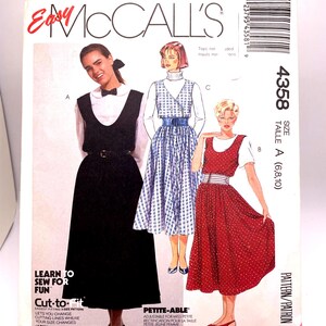 McCall’s 4358 Pullover Scoop Neck or V Neck Loose Fig  Jumper,  Vintage Jumper Style,  Sizes 6 - 10 Uncut FF