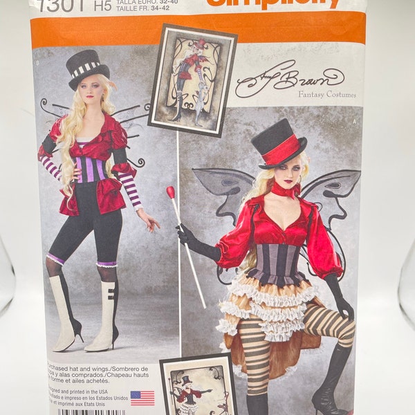 Simplicity 1301 H5 Uncut FF Sizes 6 - 14 Misses Amy Brown Fantasy Costume Purchased Hat and Wings Includes Hat Band Pattern