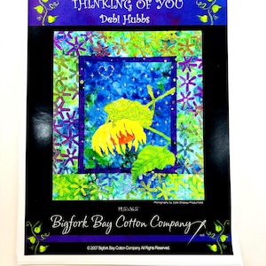 Thinking of You Frog on a Sunflower Wall Quilt 14.5 &quot; x 16.5 &quot;Uncut FF by Debi Hubbs