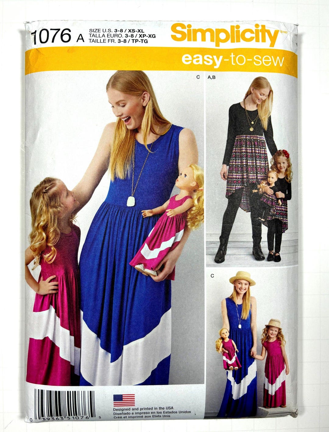 Simplicity R10706 Simplicity 1076: Mommy, Daughter & Doll Dropped Waist Dress and ...