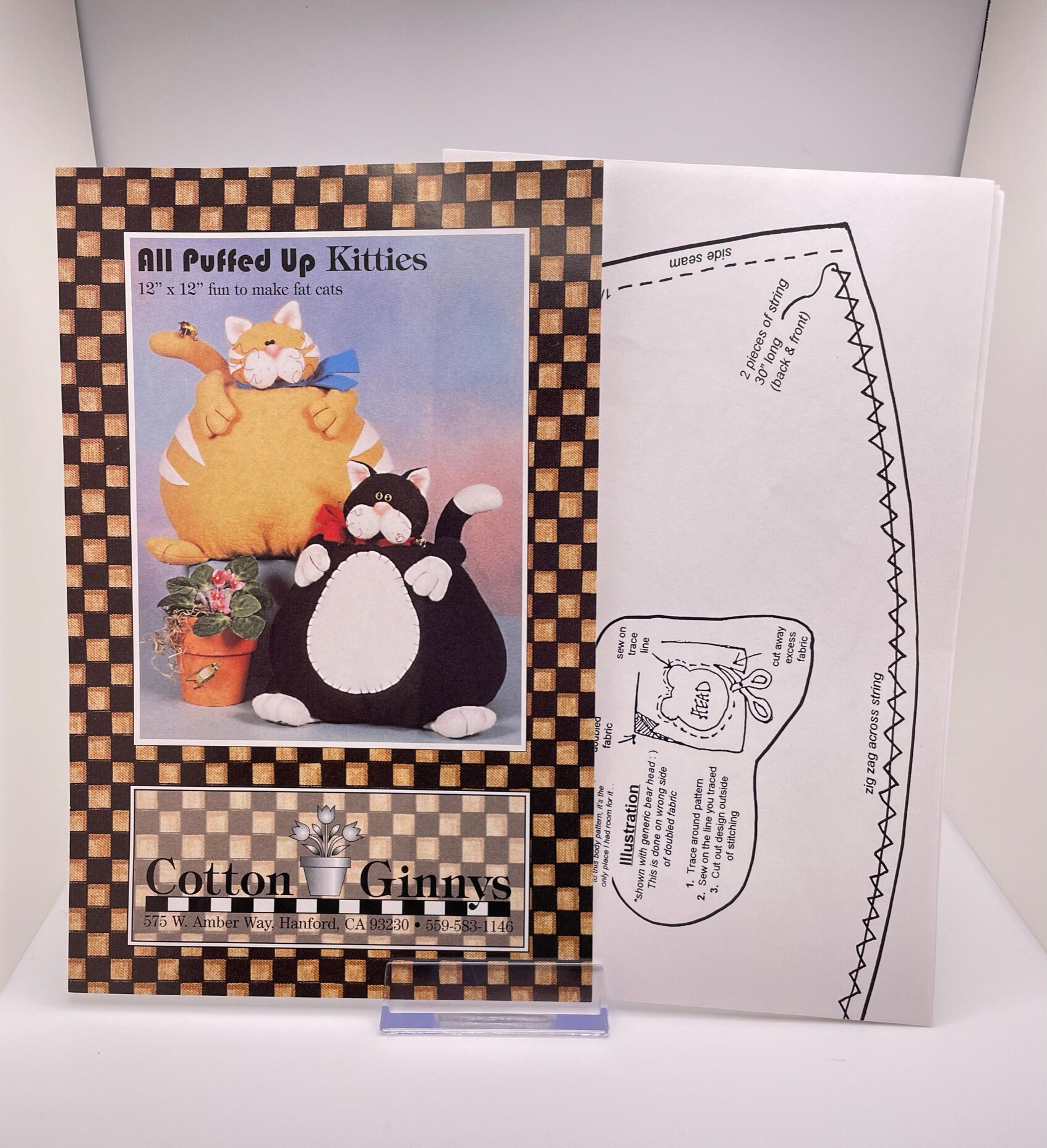 All Puffed up Kitties Sewing Pattern to Make 12 X 12 Fat Cats by Cotton