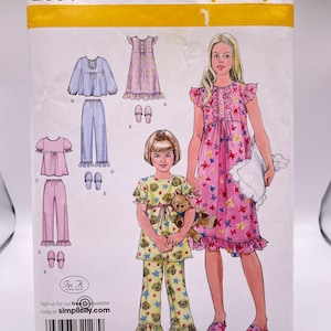 Simplicity 2831 Uncut FF Sizes 3 - 6 Uncut FF Child&#39;s Flutter Sleeve Nightgown, Pajama Top, Pajama Bottoms, and Slippers #1