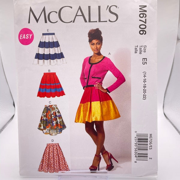 McCall's M6706 Uncut FF Misses Sizes 14 - 22 Skirt and Petticoat with hem and length variations