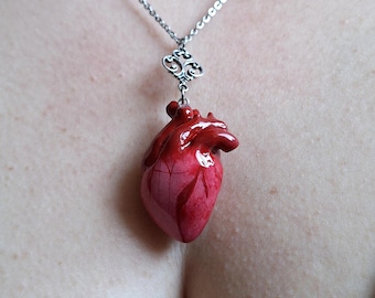 Anatomical Heart Necklace Gothic Jewelry | Macabre Pendant | Handmade Victorian Dark Gift for Her