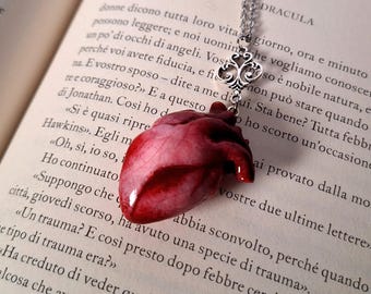 Handmade Anatomical Heart Necklace, Gothic Statement Jewelry