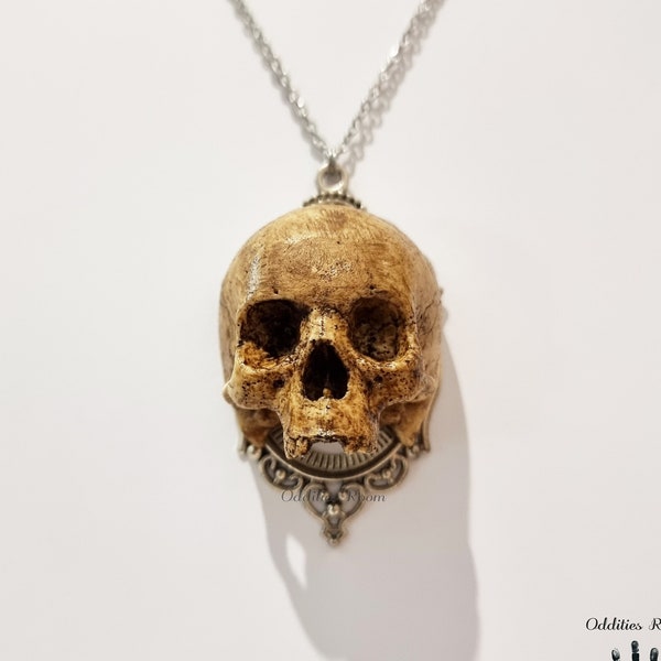 Skull necklace, gothic necklace, oddities jewelry, macabre jewelry, skull jewelry, memento mori