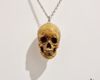 Unisex skull necklace, handmade skull,  gothic necklace, oddities jewelry, macabre jewelry, anatomical jewelry