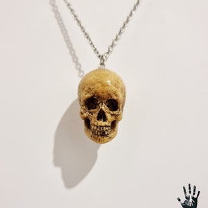 Unisex skull necklace, handmade skull,  gothic necklace, oddities jewelry, macabre jewelry, anatomical jewelry