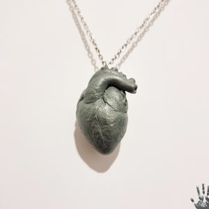 Handmade anatomical heart pendant with silver chain