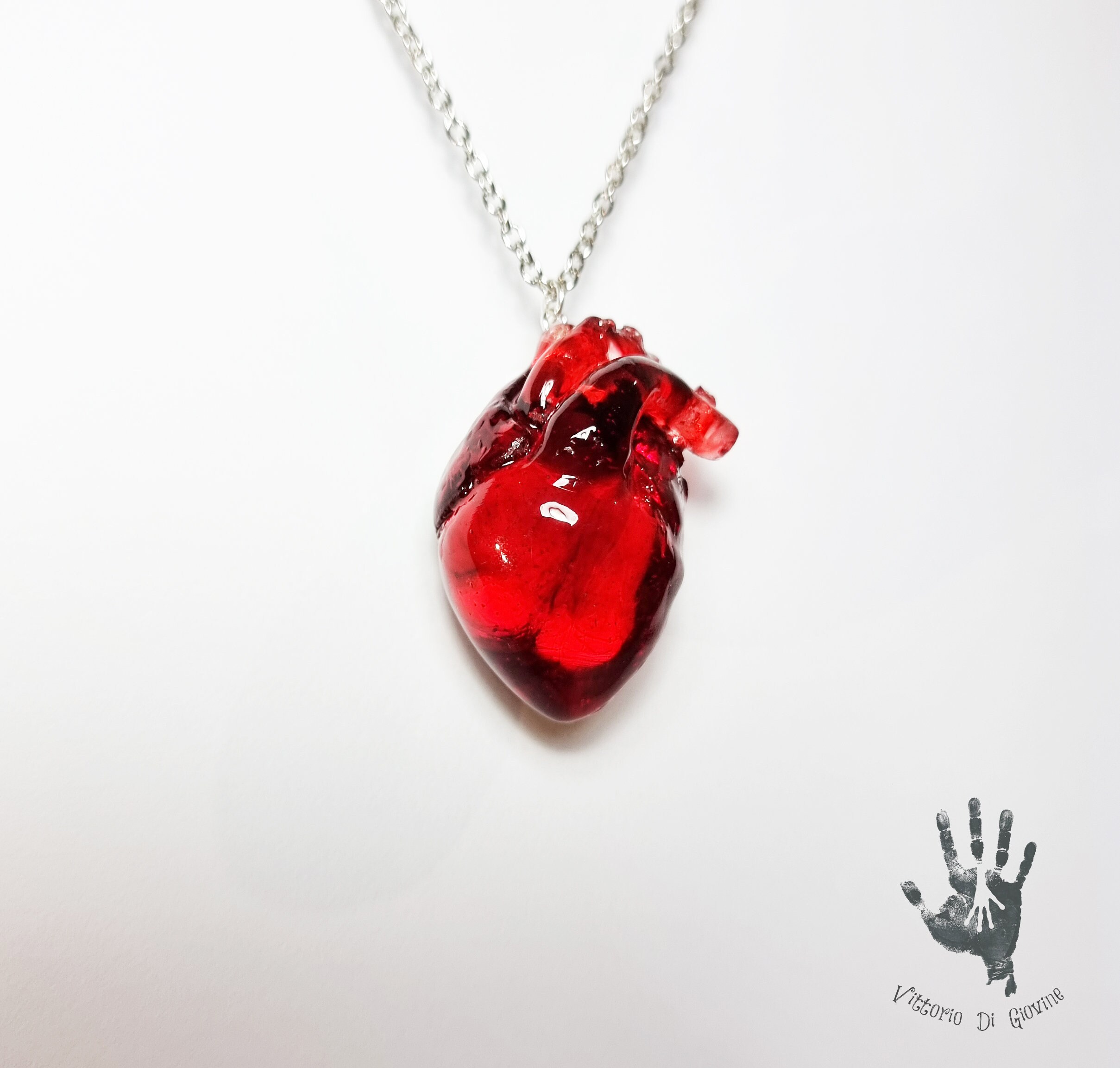 Handmade Anatomical Heart Pendant With Blood Red Effect - Etsy