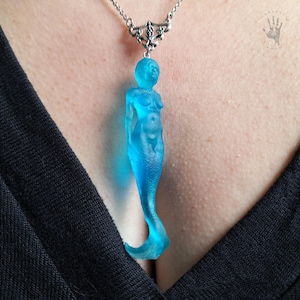 Mermaid Necklace in Transparent Resin – Ocean Fantasy Pendant, Handmade Marine Talisman Gift