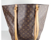 Authentic LOUIS VUITTON Sac Shopping Tote Purses Handbag Shoulder Brown Monogram Bags Lv Free Shipping