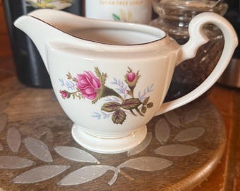Vintage Tangshan porslin 1980-1990 rosa blommig gräddkanna