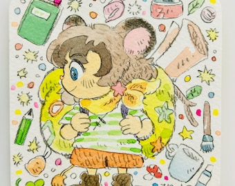 Backpack boy - original art