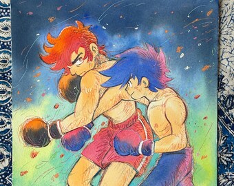 Joe fight - watercolor original art