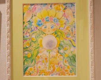 Flower lady (framed original artwork)