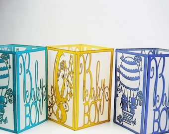 Baby Boy Centerpiece, Baby Shower Decorations, Paper Lanterns, New Baby Gift, Luminaries, DIY Decor
