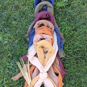 Hello FALL Gauze Scarf | Crinkle Gauze Bandana | Lightweight Fringed Wrap | Solid Colors | Square 24&quot;, 30&quot;, 35&quot; & Rectangle 35&quot;x 70&quot;