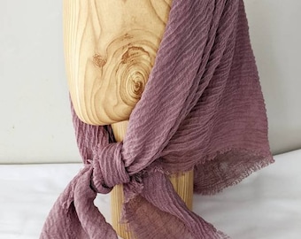 GAUZE- Pretty in Pink Pallette! Crinkle scarves. This is a soft lightweight fringed bandana head or neck scarf (Square sizes: 24", 30", 36")