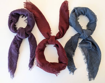 Berry Collection: Set of 3 Crinkle Gauze Lightweight Scarves