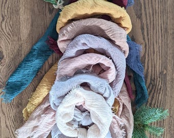 Hello Winter! Crinkle/GAUZE Scarves!  Soft, lightweight bandana /head or neck scarf (SQUARE sizes include: 24", 30", 35")