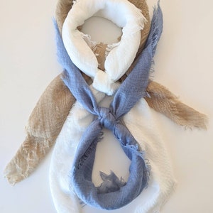 Gauze Scarf Set: Salt, Mushroom, Forget-Me-Not - Lightweight Square Scarves