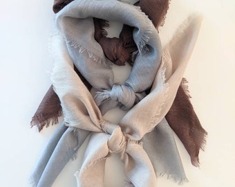 FLAXEN- The Tradewind Collection! Set of 3: Almond, Chestnut and Slate. Lightweight scarves Pick size (SQUARE scarf 24", 30", 36", 40")