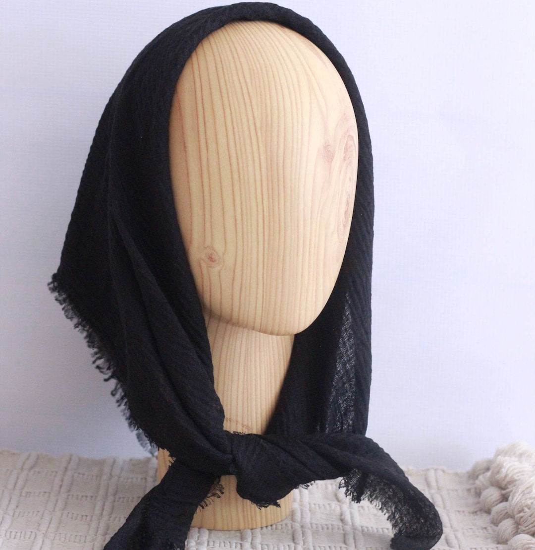 Gauzesingle Crinkle Scarf Soft, Lightweight, Fringed Bandana for Head