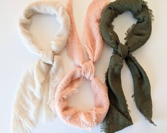 GAUZE - FRESH Collection! Set of 3 Gauze Scarves - Gladiolus, Pine & White Lily. Light and breezy (SQUARE sizes: 24", 30", 35")