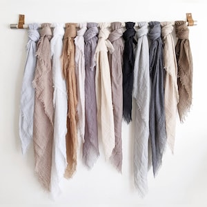 GAUZE- Neutral Single Scarf! Soft, lightweight, fringed bandanna/head neck scarf (SQUARE sizes include: 24&quot;, 30&quot;, 35&quot;)