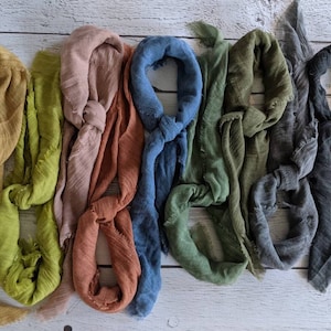 Hand-Dyed Linen Scarf: Lightweight Eco-Friendly Square Scarf (32&quot;x 32&quot;)