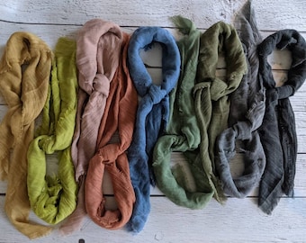 LINEN- Lainey LINEN Scarves! Unique, Hand-Dyed, Eco-Friendly Lightweight Scarf with Natural Fibers. One Size (SQUARE Size 32"x 32")