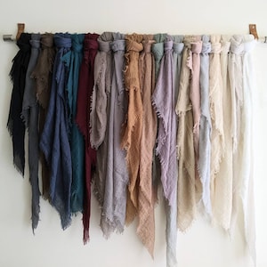 GAUZE-Pick 3, Crinkle/GAUZE lightweight scarves! Your choice of scarf hue (Square sizes: 24", 30", 35")  *Name colors in personalization box