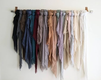 GAUZE-Pick 3, Crinkle/GAUZE lightweight scarves! Your choice of scarf hue (Square sizes: 24", 30", 35")  *Name colors in personalization box