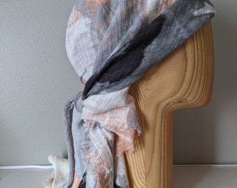 The PURE Cotton Scarf generous size and lightweight Summer scarf/ bandanna with fringed edges. (SQUARE size 36" inch.)