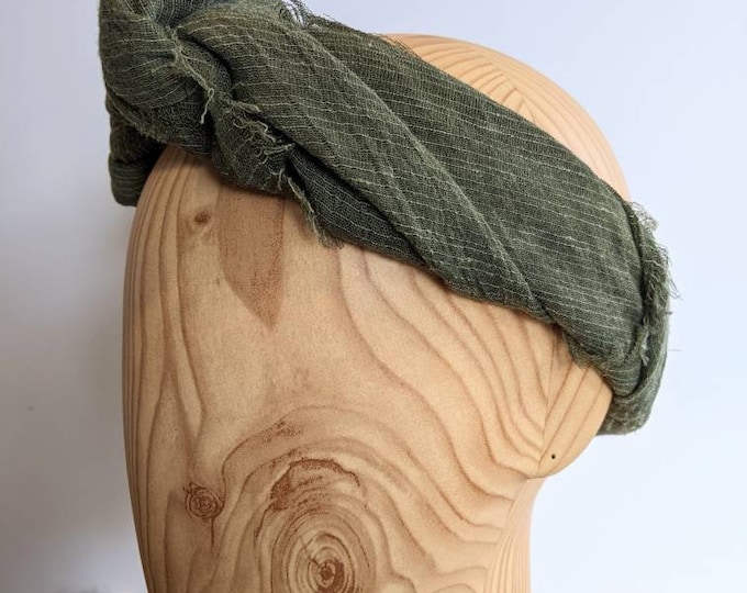Featured listing image: Hand-Dyed Linen Scarf: Lightweight Eco-Friendly Square Scarf (32"x 32")