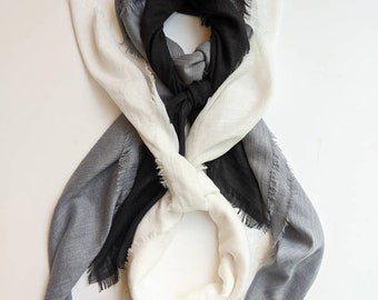 FLAXEN- The Essential Collection! This is a set of 3: Alabaster, Ebony and Slate. Lightweight scarves. Pick Size (SQUARE 24", 30", 36", 40")