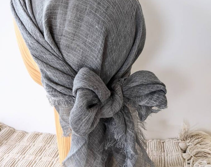 Featured listing image: Hand-Dyed Linen Scarf: Lightweight Eco-Friendly Square Scarf (32"x 32")