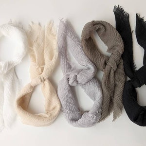 Gauze Scarf Set: French Capsule - White, Latte, Silver, Seal & Black