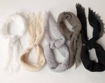 GAUZE - The FRENCH Capsule! Set of 5 Gauze Scarves in White, Latte, Silver, Seal & Black. Pick size (Square 24", 30", 35")