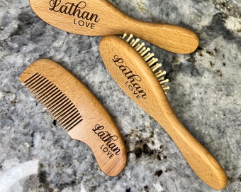 Custom Baby Gift| Personalized Wooden Baby Hair Brush | Custom Baby Brush | Baby Shower Gift Girls | Baby Keepsake Gift | Personalized Set