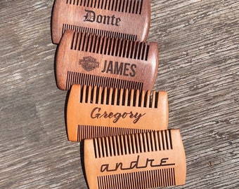 Engraved Wood Beard Comb & case - custom Gift for Him - Father's Day gift - Grooming Kit - Bearded Dad or Husband - Barber Shop Grooming Set