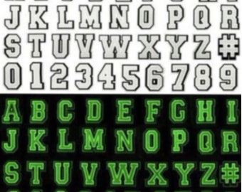 GLOW Block Alphabet and Number Croc Charms